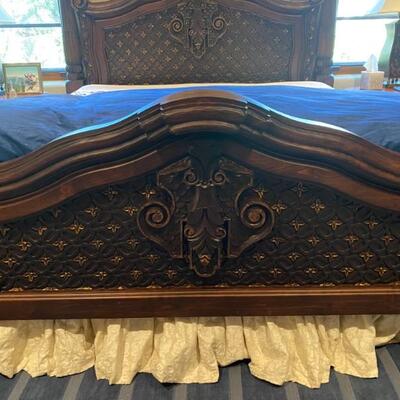 King hand carved bed with gold accents 1-$3,000