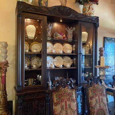 Spanish alder carved curio Buffett-$6,500