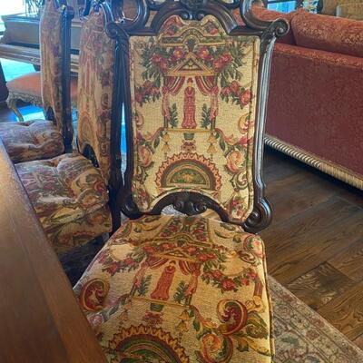 Spanish carved dining chairs (8)-$6,999