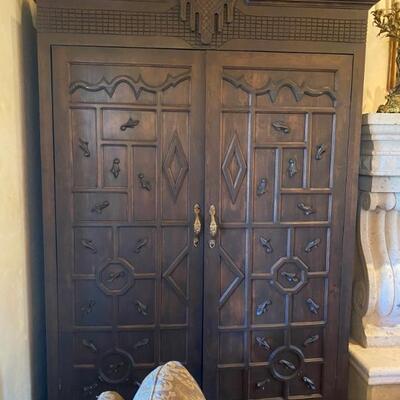 Spanish carved armoire 5-$5,500