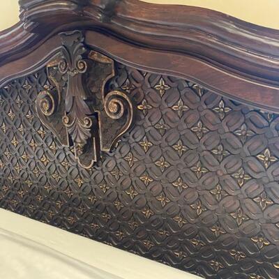King hand carved bed with gold accents 1-$3,000