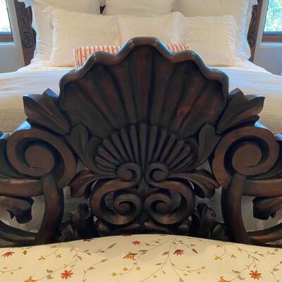 Hand carved alder king bed 3-$3,500