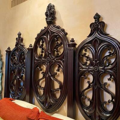 Spanish king carved bed walnut-$5,500