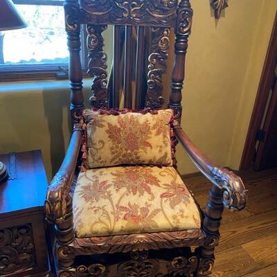 Hand carved arm chairs (2 available)