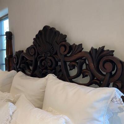 Hand carved alder king bed 3-$3,500