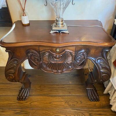 Hand carved nightstands/end tables (sold as a pair)-$4,500