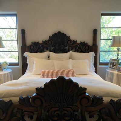 Hand carved alder king bed 3-$3,500