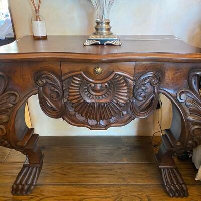 Hand carved nightstands/end tables (sold as a pair)-$4,500