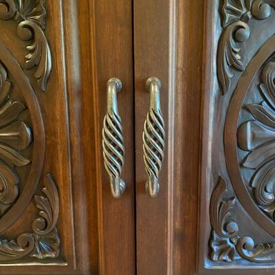 Hand carved alder armoire 1-$3,500