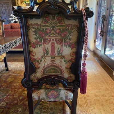 Spanish carved dining chairs (8)-$6,999