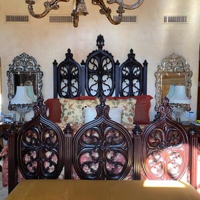 Spanish king carved bed walnut-$5,500