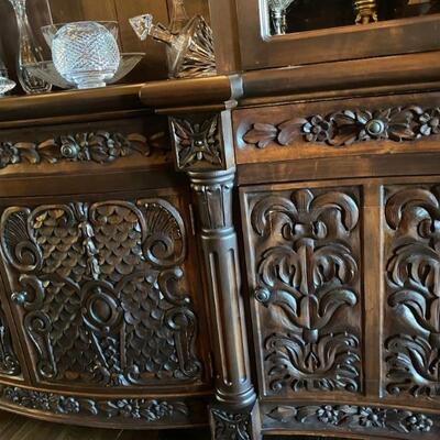 Spanish alder carved curio Buffett-$6,500