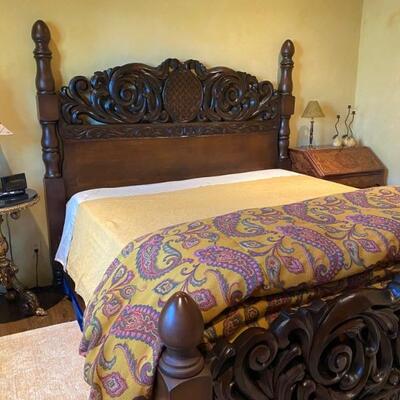 Hand carved alder king bed 2-$3,500