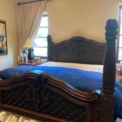 King hand carved bed with gold accents 1-$3,000