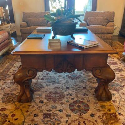 Spanish carved wood coffee table-$2.250