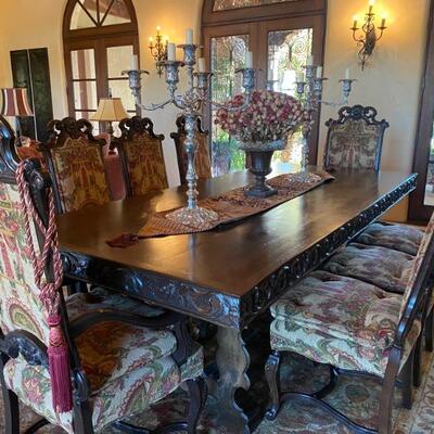 Spanish carved dining room table-$5,500