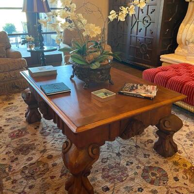 Spanish carved wood coffee table-$2.250