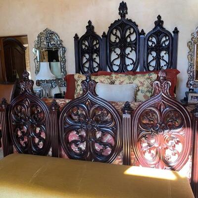 Spanish king carved bed walnut-$5,500