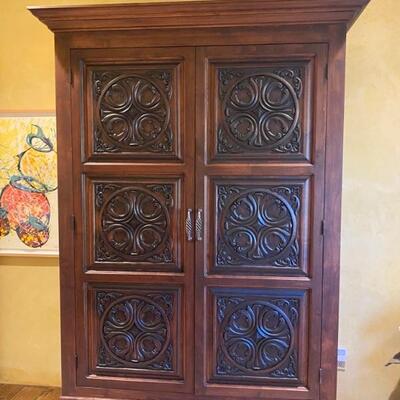 Hand carved alder armoire 1-$3,500