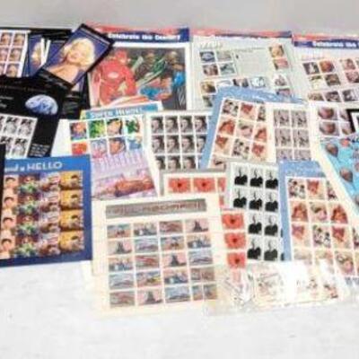 #1270 • Stamp Collection Includes Marilyn Monroe, Disney, Looney Toons, Art of the American Indian, DC Comics Super Heroes, 25th...