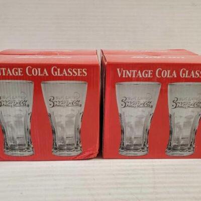 5604 • 8 Snap-On Vintage Cola Glasses in Original Boxes
