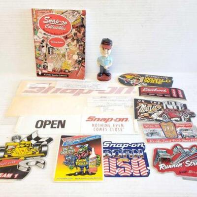 #5118 • Snap-On Collectibles Book, Bobble Head, Stickers and Sign
