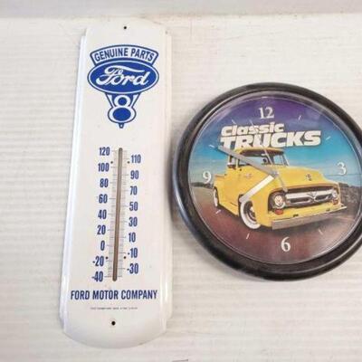 #5654 • Classic Trucks Clock and Ford V8 Thermometer