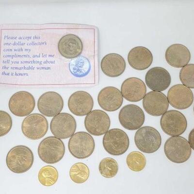 #1224 • (22) Sacagawea Coins, (5) Presidential Coins and (4) Lincoln Co...
