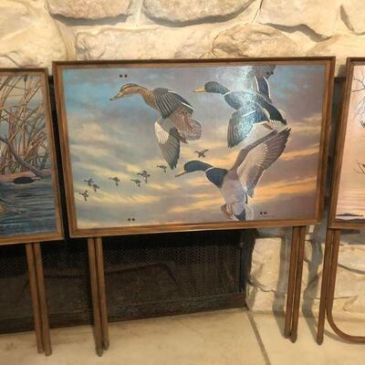 Vintage Duck T.V. Trays/ Wood Look