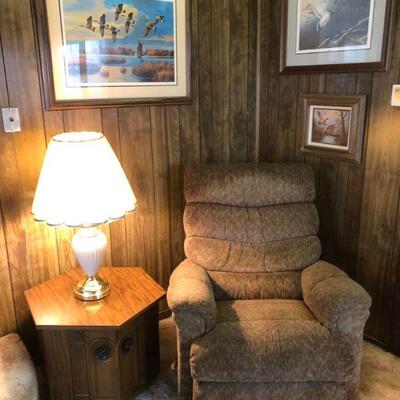 Recliner, Lamp, End Table