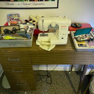 Singer Featherweight sewing machine (not pictured is Singer 401A sewing machine, which inside sewing table)