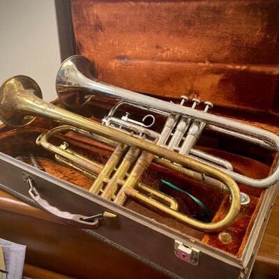 Two vintage trumpets - 1940s and 1970s