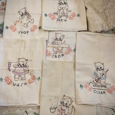 Vintage embroidered linens