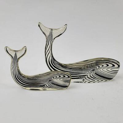 MCM Op-Art Abraham Palatnik Brazil Lucite Acrylic Whale Sculpture Pair