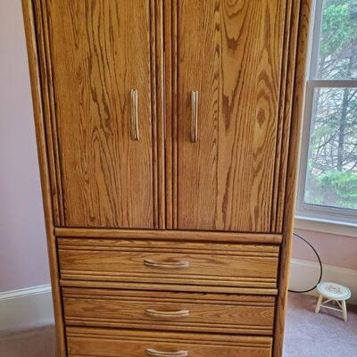 Oak Armoire with 3 drawers