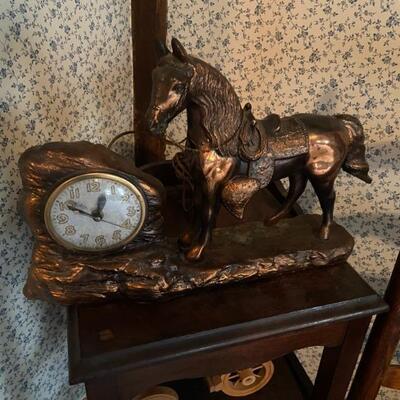 Bronze horse & Clock