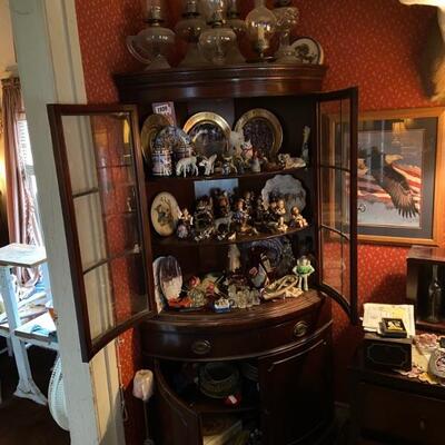 Mahogany round corner cupboard