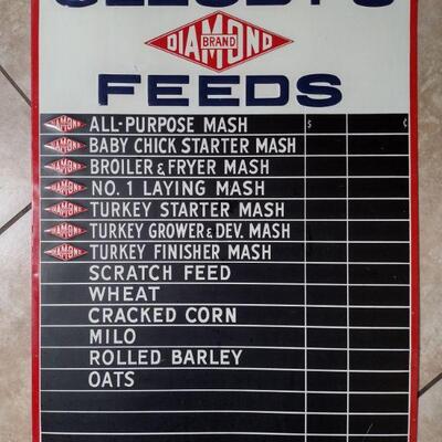 SOLD vintage metal animal feed siggn