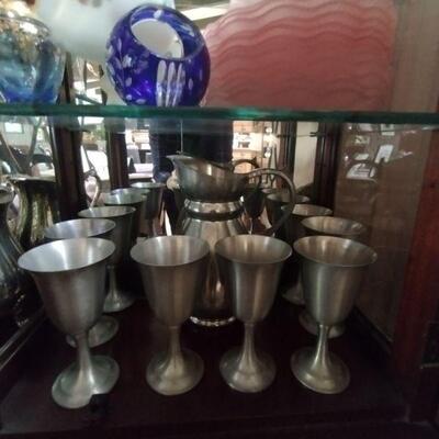 75% OFF pewter water pitcher and 8 goblets