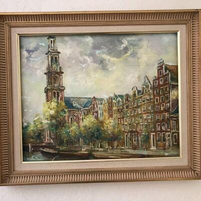 Oil Painting of Dutch city scene