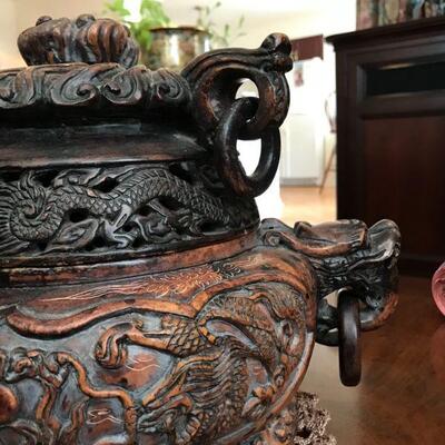 SOLD - - - Chinese Dynasty Dragon Loong Beast Incense Burner Censer Statue censer incense burner, elaborate work with dragon figures in...