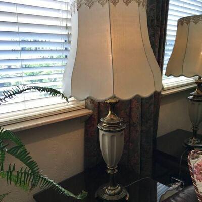 Tall side table lamp pair