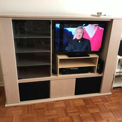 TV media cabinet with storage 65 wide x 20 deep x 49 tall