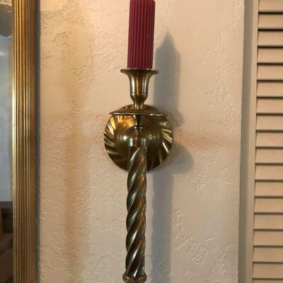 Pair of brass candle sconces