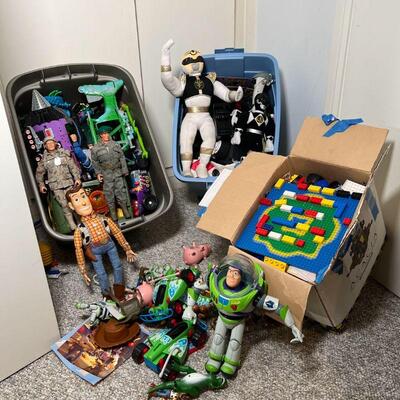 LARGE COLLECTION of TOYS | Including Power Ranges, GI Joe, Legos, Toy Story characters (Woody, Buzz, etc.),  and a new in box 1984...