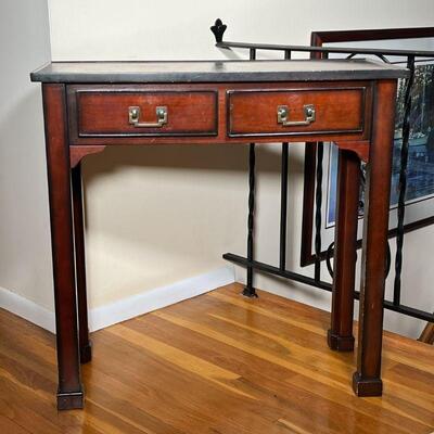 TWO DRAWER SIDE TABLE | Asian style console table of small size; h. 30 x w. 31 x d. 13-1/2 in.