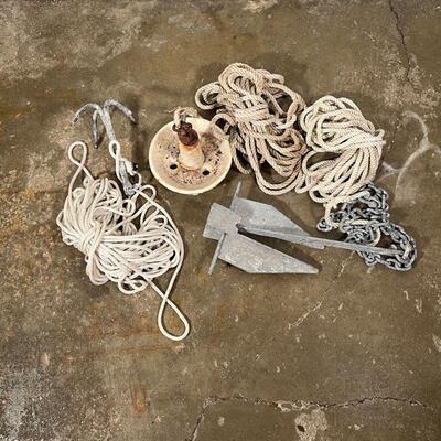 (3pc) BOAT ANCHORS | Two boat anchors and a grappling hook