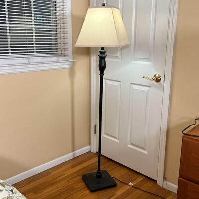 FLOOR LAMP | With a square shade; overall h. 58 x w. 14 x 14 in. (with shade) 