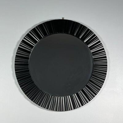 ROUND WALL MIRROR | In a black textured frame; overall dia. 20 in.