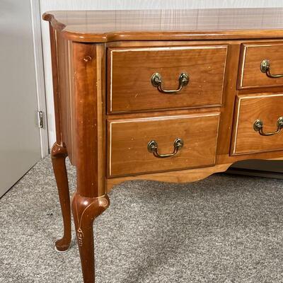 HARDEN CHERRY SIDEBOARD | By Harden Furniture, solid cherry Queen Anne style sideboard buffet server with six drawers over a sculpted...